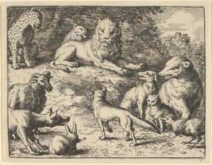Renard je obviněn zvířaty před lvem, 1650-75. od Allart van Everdingen