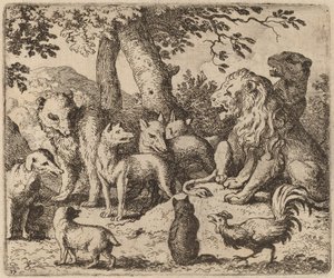 Reynard se pokouší vyčistit sám sebe, pravděpodobně c. 16451656. od Allart van Everdingen