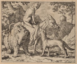 Reynard sedí na zadku, pravděpodobně c. 16451656. od Allart van Everdingen