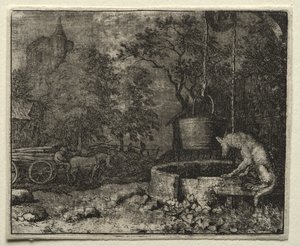 Reynard the Fox: Reynard Tricks the Wife of the Wolf od Allart van Everdingen