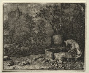 Reynard the Fox: Reynard Tricks the Wife of the Wolf. od Allart van Everdingen
