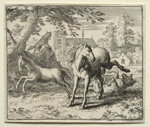 Reynard the Fox: Reynard Tricks the Wolf. od Allart van Everdingen