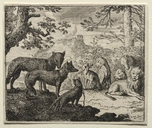 Reynard the Fox: Příbuzní Reynarda opouštějí soud od Allart van Everdingen