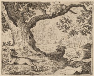 Reynardův otec a kočka pronásledovaná honiči, pravděpodobně kolem r. 16451656.