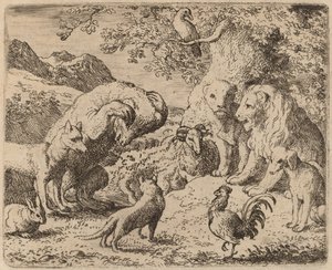 Medvěd prosí lva o spravedlnost, pravděpodobně c. 16451656. od Allart van Everdingen