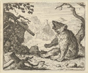 Medvěd vyzývá Renarda, aby se objevil před Radou zvířat, 1650-75. od Allart van Everdingen