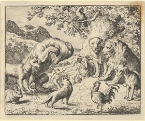 Medvěd hledá spravedlnost u lva proti Renardovi, 1650-75. od Allart van Everdingen