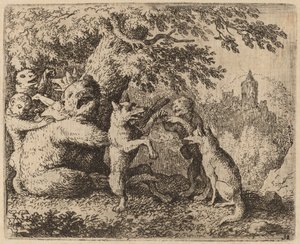 Medvěd a vlk jsou pronásledováni, pravděpodobně c. 16451656. od Allart van Everdingen