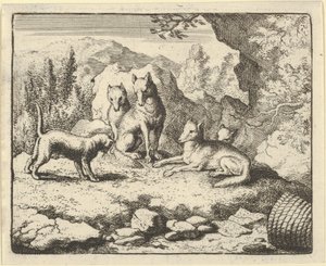 Kočka vyzývá Renarda, aby se dostavil před tribunál, 1650-75. od Allart van Everdingen
