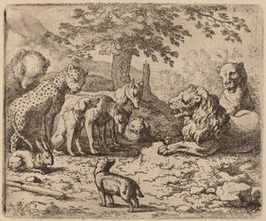 Lev hledá radu, pravděpodobně c. 16451656. od Allart van Everdingen