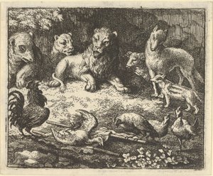 Kohout obviňuje Renarda z vraždy jeho kuřete, 1650-75. od Allart van Everdingen
