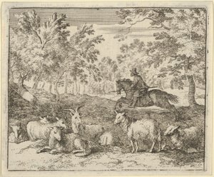 Pastýř na koni pronásleduje jelena, 1650-75. od Allart van Everdingen