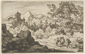 Tři muži a vrátný, 17. století. od Allart van Everdingen