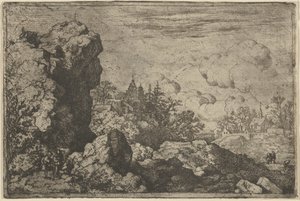 Tři cestovatelé na úpatí High Rock, 17. století. od Allart van Everdingen
