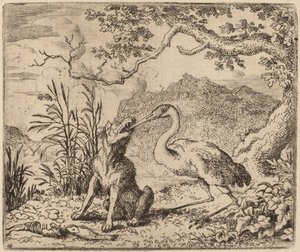 Vlk a jeřáb, pravděpodobně c. 16451656. od Allart van Everdingen