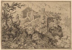 Tři chalupy na skále, pravděpodobně ca. 16451656. od Allart van Everdingen
