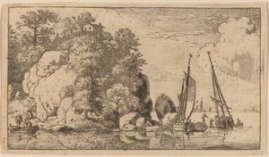 Dvě lodě na Wide River, pravděpodobně c. 16451656. od Allart van Everdingen