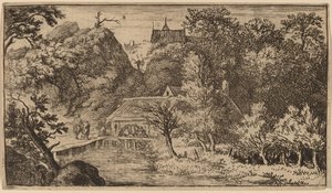 Vodní mlýn na úpatí hory, pravděpodobně ca. 16451656. od Allart van Everdingen