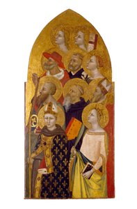 Svatí a andělé, cca 1360-70 (tempera a plátkové zlato na panelu)