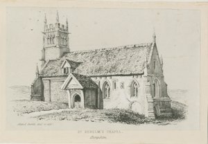Clent – kaple sv. Kenelma: litografie, nd [c 1840] od Allen Edward Everitt