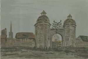 Hamstall Ridware Hall - Porters" Lodge: malba akvarelem a [1824-1882] od Allen Edward Everitt