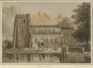 Lichfield - Kostel sv. Čada: červená sépiová kresba, 9. září 1842 (kresba)