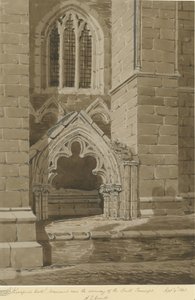 Katedrála Lichfield - Jižní transept: červená sépiová kresba, 9. září 1842