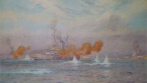 H.M.S. Albionu velel kapitán A. Walker-Heneage dokončující zničení vnějších pevností Dardanel v roce 1915, 1925