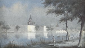 The Moat at Mandalay by Moonlight, 1924 (wc na papíře)