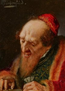 Obchodník počítající peníze od Alois Heinrich Priechenfried