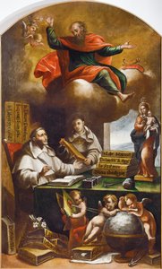Svatý Pavel se zjevuje svatému Albertu Velikému a svatému Tomáši Akvinskému od Alonsa Antonia Villamora (1661-1729). Klášter San Esteban, Salamanca.