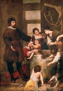 Svatý Isidor ze Sevilly a zázrak studny. Obraz Alonso Cano (1601-1667). 1638-1640. Madrid. Muzeum Prado.
