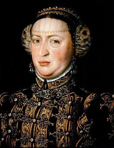 Kateřina Rakouská, královna Portugalska (1507-78) (olej na dubovém panelu) od Alonso Sánchez Coello