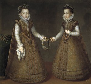 Infantas Isabel Clara Eugenia 1566-1633 a Catherine Michelle Španělska 1567-1597, ca. 1575 od Alonso Sánchez Coello