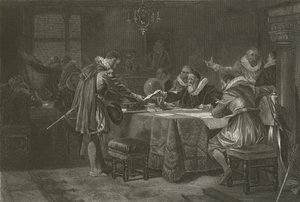 Henry Hudson při přebírání pověření od Nizozemské východoindické společnosti, 1609 od Alonzo Chappel