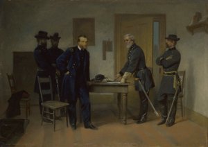 Lee se vzdává Grantovi v Appomattoxu od Alonzo Chappel