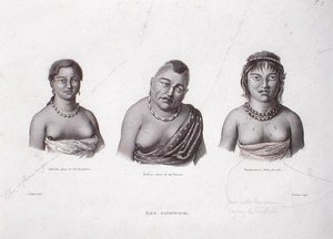 Wives of the Hawaiian Chiefs from Sandwich Islands, c.1824 (rytina) od Alphonse (after) Pellion