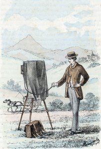 Hobby vyšší společnosti a buržoazie: praxe fotografování v amatérském (amatérském fotografovi) Rytina z „The Needs of Life““ od Rengade od Alphonse Demarle