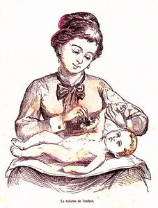 Dětská toaleta – normální život a zdraví od J. Rengade. Kresba A. Demarle 1881 od Alphonse Demarle