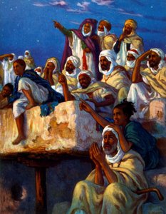 Ilustrace zobrazující Araby při modlitbě během období ramadánu. Autor: Nasreddine Dinet (Alphonse-Étienne Dinet). 1861 1929