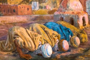 Modlitba na terase v Bou-Saada nebo Es-Sojoud (olej na plátně) od Alphonse Etienne Dinet