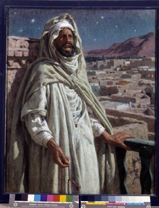 Muezzin, člen mešity vyzývající k modlitbě (olej na plátně) od Alphonse Etienne Dinet
