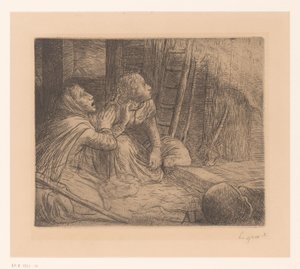 Dvě klečící ženy vzhlédly od Alphonse Legros (signed by artist)