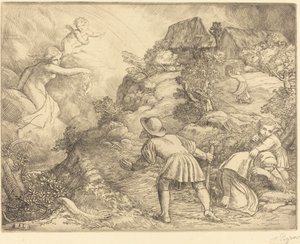 Alegorie rolníka a štěstí Sedlák a štěstí: Alegorický předmět. od Alphonse Legros