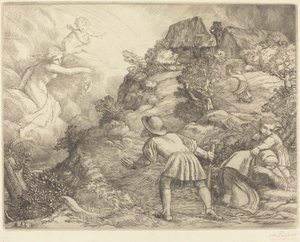 Alegorie rolníka a štěstí Sedlák a štěstí: Alegorický předmět. od Alphonse Legros
