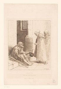 Žebrák na schodišti Charita (titul na předmětu) od Alphonse Legros