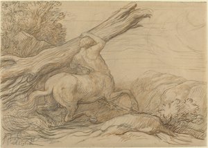 Kentaur nesoucí kmen stromu od Alphonse Legros