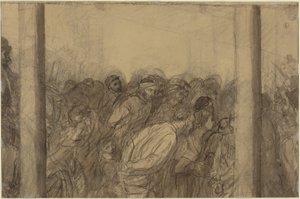 Dav lidí mezi dvěma sloupy [verso] od Alphonse Legros