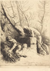 Smrt a dřevorubec, 4. deska La mort et le bucheron. od Alphonse Legros