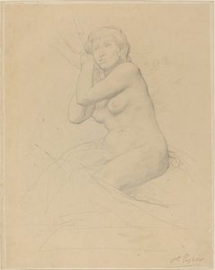 Sedící nahá žena. od Alphonse Legros